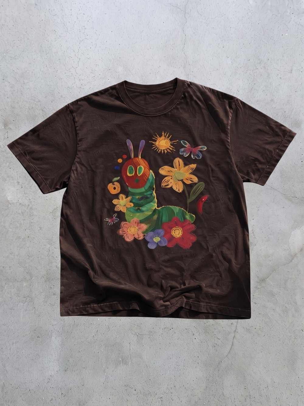 Gildan Bright Caterpillar Graphic Tee Brown